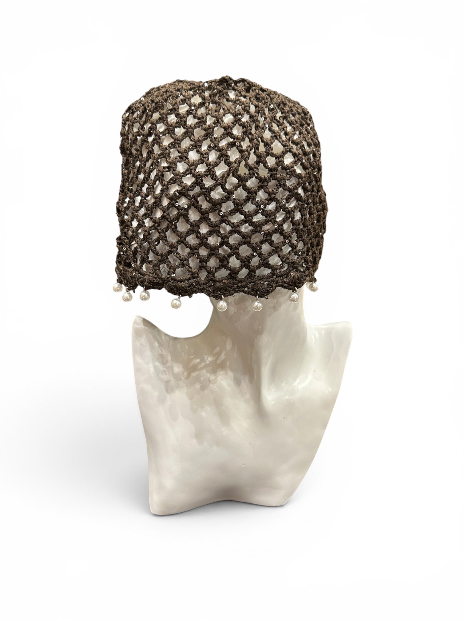 CUFFIETTA crochet, marrone